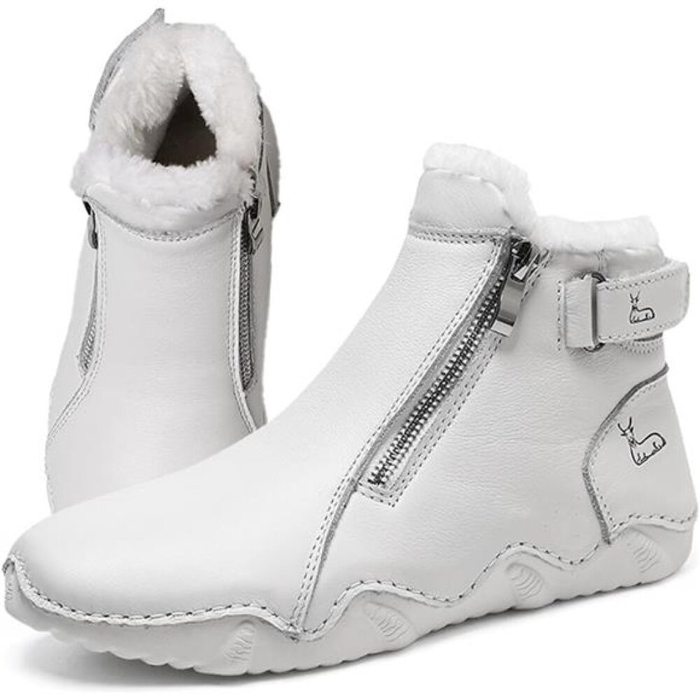 Women's Suede Round Toe Zipper Chukka Boot Warm Fur Lined Snow Boot Ankle High